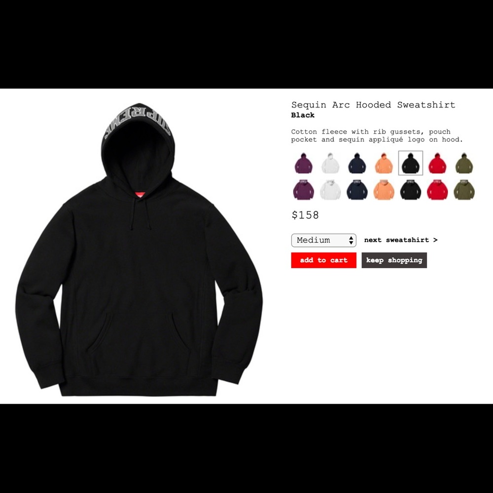 Supreme Sequin Arc Hooded Sweatshirt